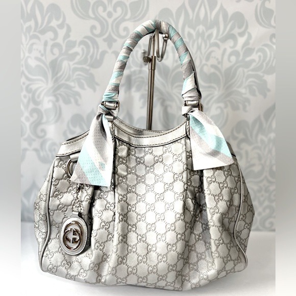 Authentic Gucci Silver Sukey Tote - Picture 1 of 15